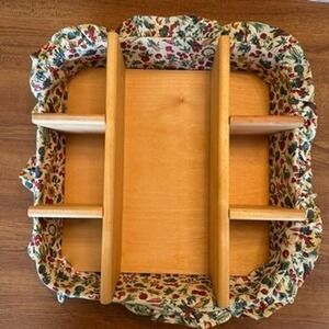 Vintage Wood Basket Insert Shelf Display Case Shadow Box Fabric Trim Cottagecore